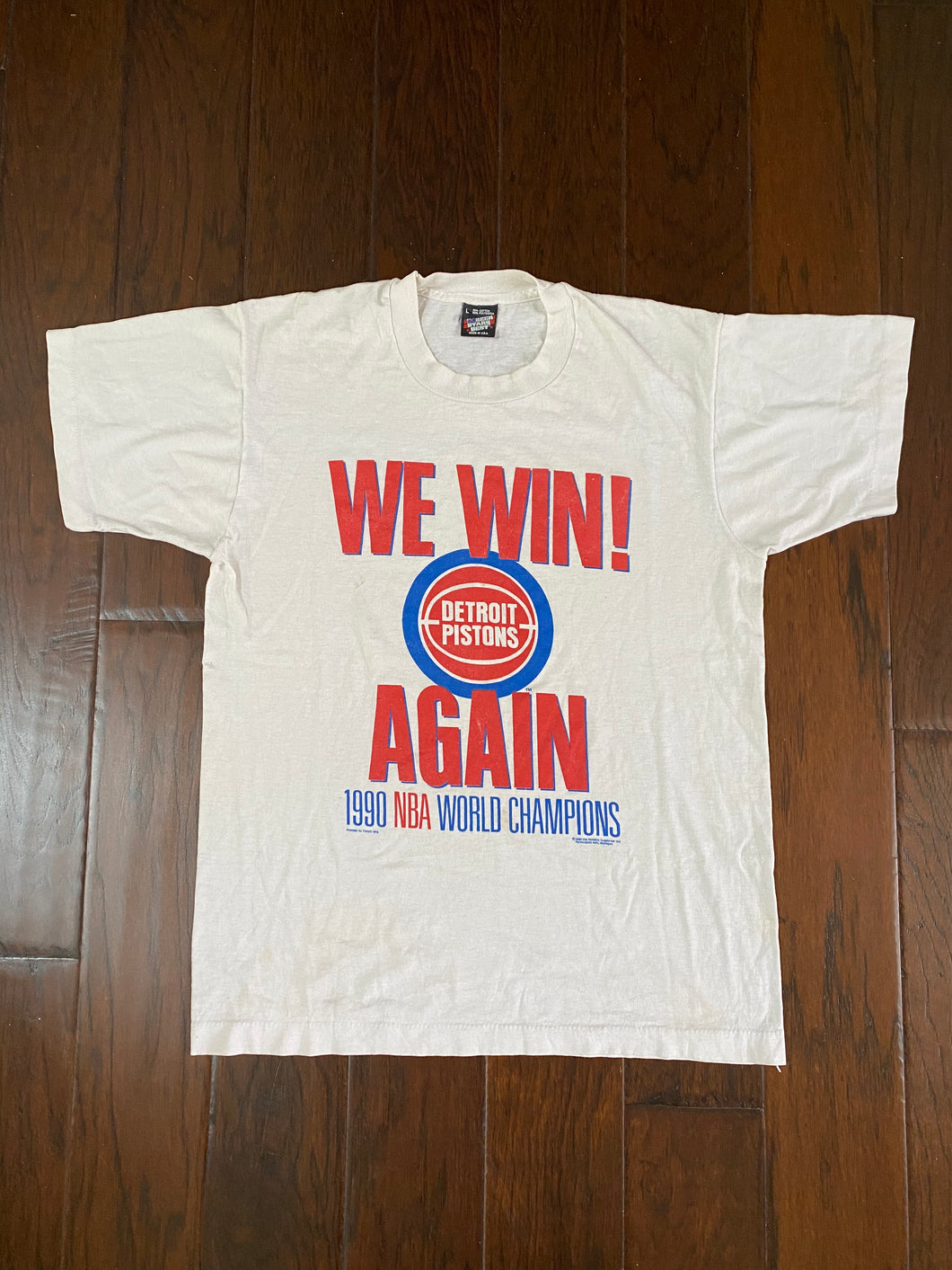 Detroit Pistons 1990 “We Win Again” NBA Champions Vintage Distressed T-shirt