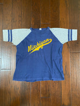 Load image into Gallery viewer, University of Michigan 1980’s Vintage Distressed Baseball Tee
