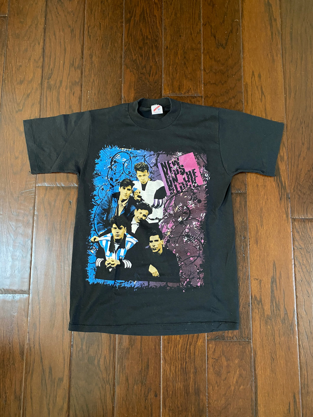 New Kids On The Block 1990 Neon Vintage Distressed Tour T-shirt